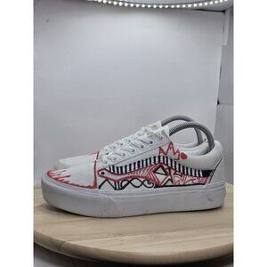 Vans Old Skool Skate Womens Size 9.5 White Canvas Skateboard Sneaker Customized